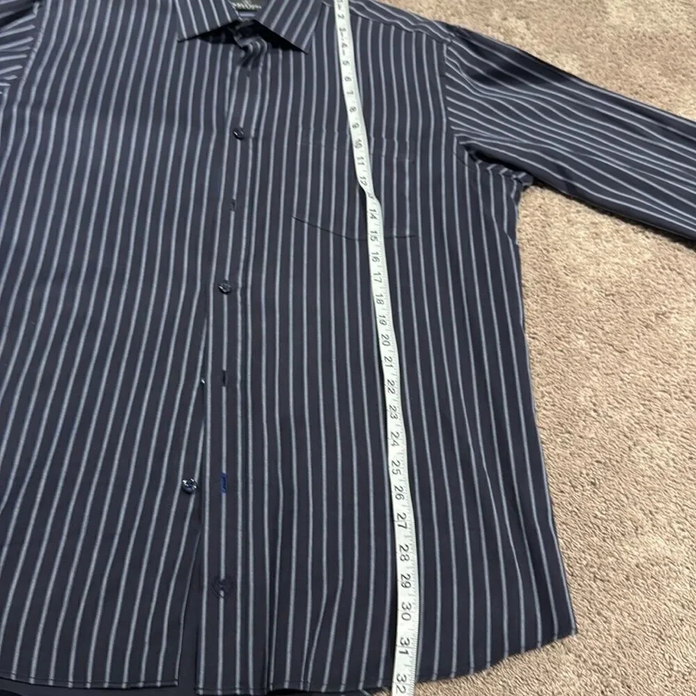 BUGATCHI Uomo size Xl dress shirt - check out the sleeve cuff design! Navy blue